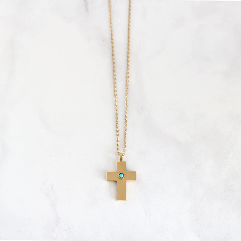 Cross Necklace - Turquoise