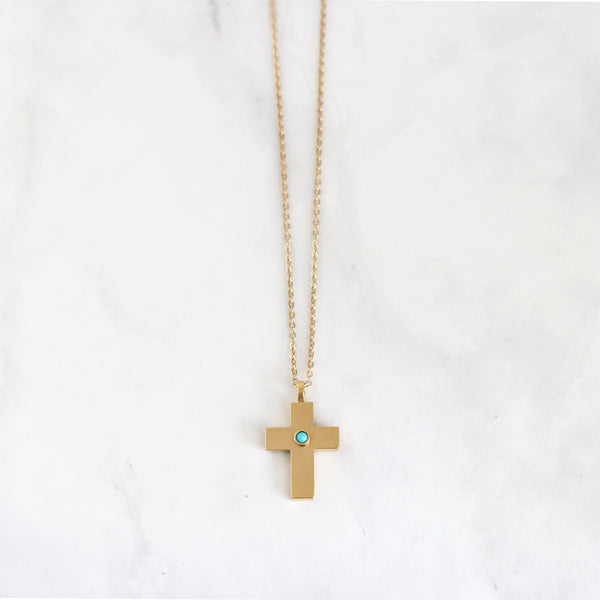 Cross Necklace - Turquoise