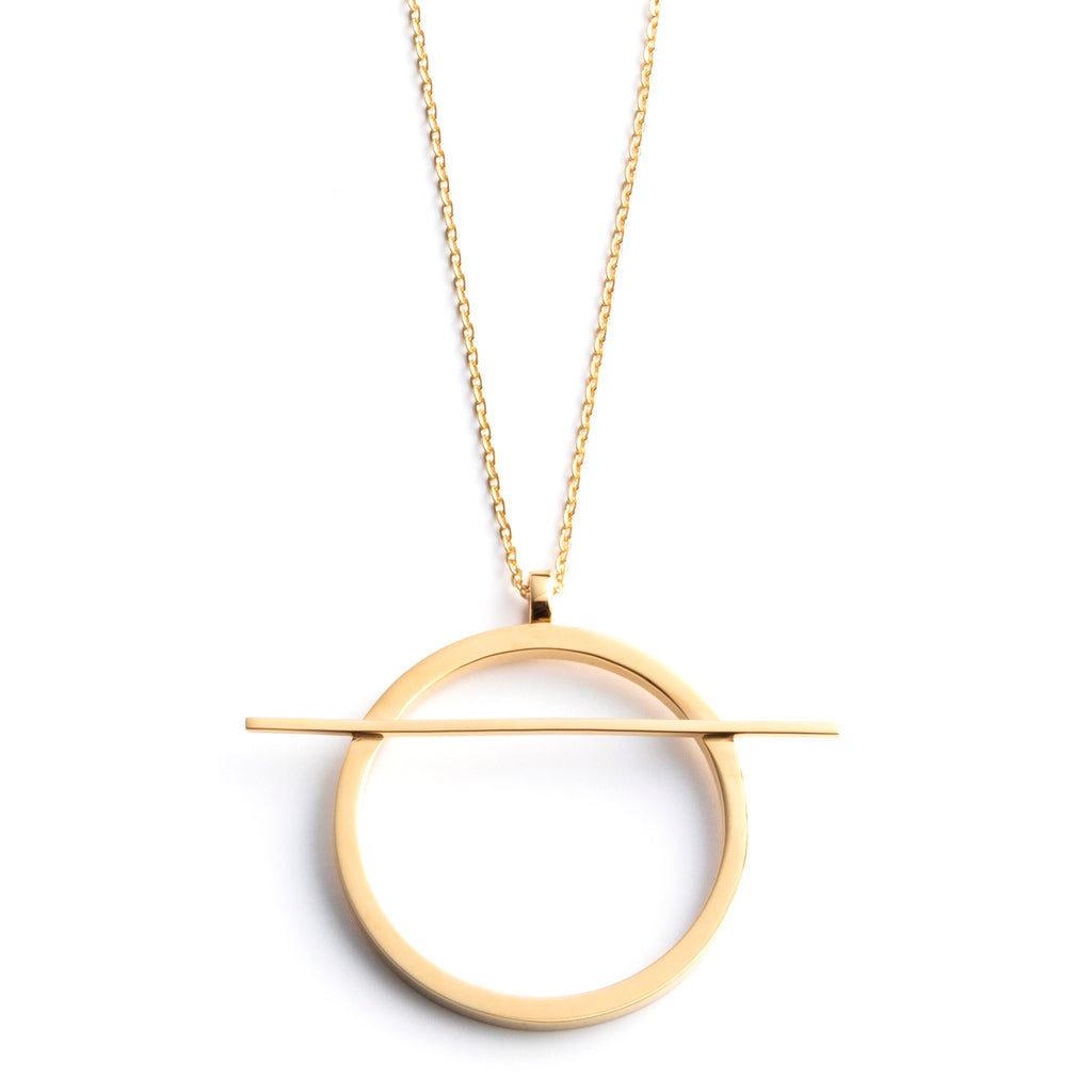 geometric long circle necklace