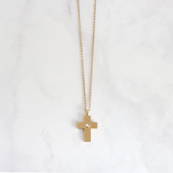 Cross Necklace - Pearl